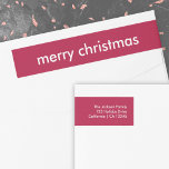 Ruby Red Christmas | Burgund Minimalistische Adres<br><div class="desc">Einfache, stilvolle "fröhliche Weihnachten"-Zitat umhüllen das Adressetikett mit moderner Typografie in Weiß auf einem weinmaroonroten Hintergrund in einem minimalistischen skandinavischen Stil. Das Label kann leicht mit Ihrem eigenen Gruß, Rücknamen und Adresse personalisiert werden, um ein wirklich maßgeschneidertes Weihnachtslabel für die festliche Saison zu bilden, das mit unseren passenden Urlaubskarten koordiniert...</div>