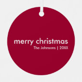 Ruby Red Christmas | Burgund Modernes Minimalistis Ornament Aus Metall (Vorderseite)