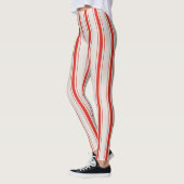Ruby Red Cream Antique Matratze Ticking Strip Leggings (Links)