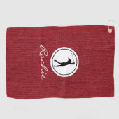 Ruby Red Denim Fabric Print, Frauen Golfhandtuch (Horizontal)