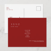 Ruby Red Einfache Text Nur Hochzeit Termin vormerk Postkarte (Vorne/Hinten)