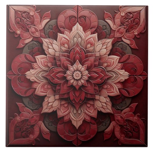 Ruby Red Elegance 3D Effect Designer Tile Fliese (Vorderseite)