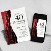 Ruby Red Elegant 40-jähriges Bestehen Einladung