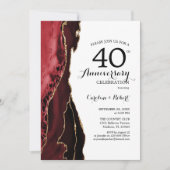 Ruby Red Elegant 40. Jubiläum Einladung (Vorderseite)