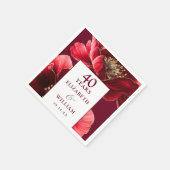 Ruby Red Elegant Floral 40 Jahre Serviette (Ecke)