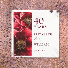Ruby Red Elegant Modernes Blumenmuseum 40 Jahre al Serviette