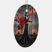 Ruby Red Fairy Fantasy Art Keramikornament (Rechts)