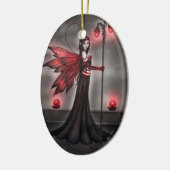 Ruby Red Fairy Fantasy Art Keramikornament (Links)