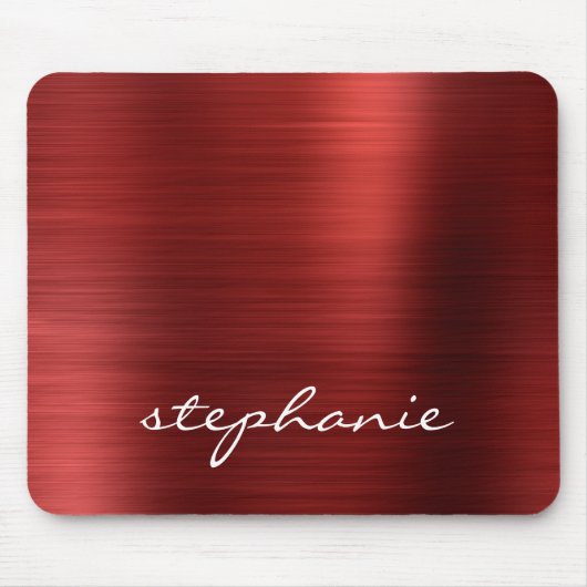 Ruby Red Falsche Gebürstete Metall Personalisierte Mousepad (Vorne)