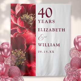 Ruby Red Floral 40 Jahre Foto Hintergrund Wandteppich