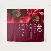 Ruby Red Floral 40 Jahre Foto Hintergrund Wandteppich (Vorderseite (Horizontal))