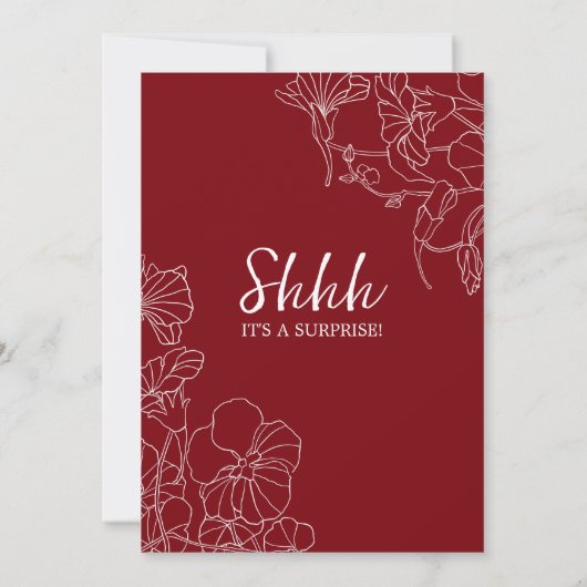 Ruby Red Floral Überraschung 40 Jahre Einladung (Rückseite)