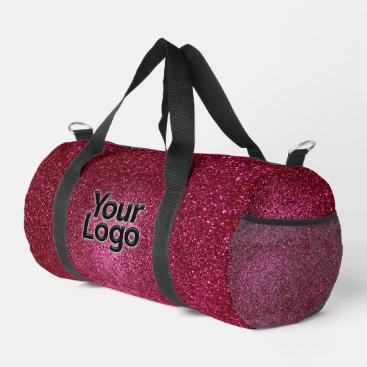 Ruby Red Funkelnd Glitzer Luxus Business Logo Duffle Bag (Rechte Ecke)