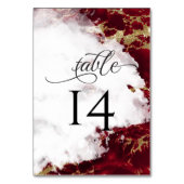 Ruby Red Garnet Watercolor Geode BarefootBride™ Tischnummer (Rückseite)