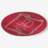Ruby Red Gems & Glitzer Ruby 40TH Wedding Pappteller (Schrägansicht)
