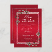 Ruby Red Gems & Glitzer Ruby 40TH Wedding Save The Date (Vorne/Hinten)