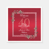 Ruby Red Gems & Glitzer Ruby 40TH Wedding Serviette (Vorderseite)