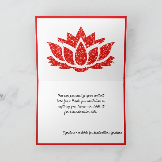 Ruby Red Gemstone Lotus Blume Karte (Innenseite)