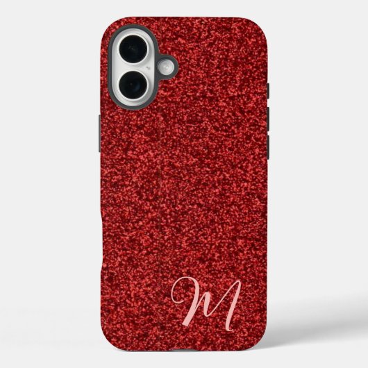 Ruby Red Girly Printed Glitter Stylish and Cute Case-Mate iPhone Hülle (Rückseite)