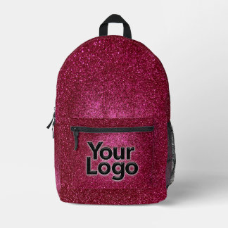 Ruby Red Glam Funkelnd Glitzer Berufliches Logo Bedruckter Rucksack