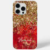 Ruby Red Glittery Gold Glam Personalisiert Case-Mate iPhone Hülle (Rückseite)