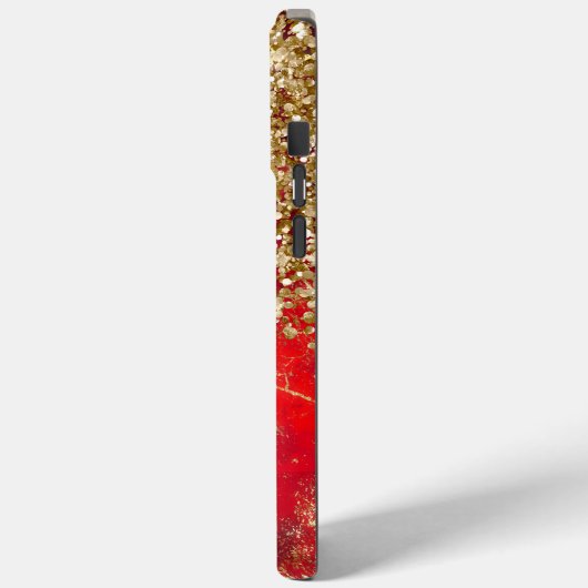 Ruby Red Glittery Gold Glam Personalisiert Case-Mate iPhone Hülle (Rückseite / Links)