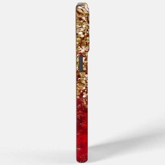 Ruby Red Glittery Gold Glam Personalisiert Case-Mate iPhone Hülle (Rückseite / Rechts)