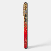 Ruby Red Glittery Gold Glam Personalisiert iPhone Hülle (Linke Seite)