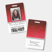 Ruby Red Glitzer Beruflich CNA Nurse Foto Name Ausweis (Vorder- & Rückseite)