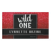 Ruby Red Glitzer Black and White Wild One Namenschild (Vorderseite)