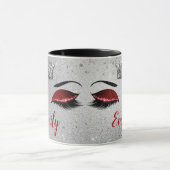 Ruby Red Glitzer Eyes Monogram Tasse (Zentrum)