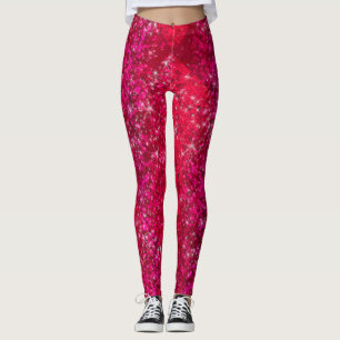 Ruby Red Glitzer Funkelnd Bling Fashion Yoga Pants Leggings