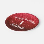 Ruby Red Glitzer Metallic Ombre Birthday Glitzern Pappteller (Schrägansicht)