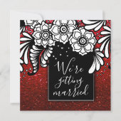 Ruby Red Glitzer Ombre Glitzern Elegante Floral Einladung (Vorderseite)