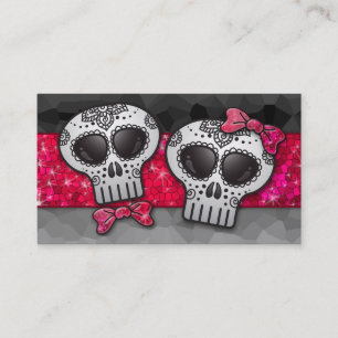 Ruby Red Glitzer Schwarz-weiß Ombre Sugar Skulls Visitenkarte