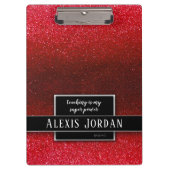 Ruby Red Glitzer Schwarz-weiß Teachers Super Power Klemmbrett (Vorderseite)