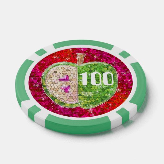 Ruby Red Glitzer Teachers Apple Corporate Business Pokerchips (Einzeln)