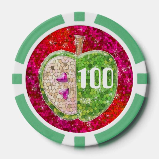 Ruby Red Glitzer Teachers Apple Corporate Business Pokerchips (Vorderseite)