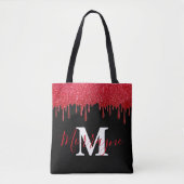 Ruby Red Glitzer Tropfens Glitzern Metallic Monogr Tasche (Vorderseite)