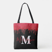 Ruby Red Glitzer Tropfens Glitzern Metallic Monogr Tasche (Rückseite)