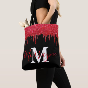 Ruby Red Glitzer Tropfens Glitzern Metallic Monogr Tasche