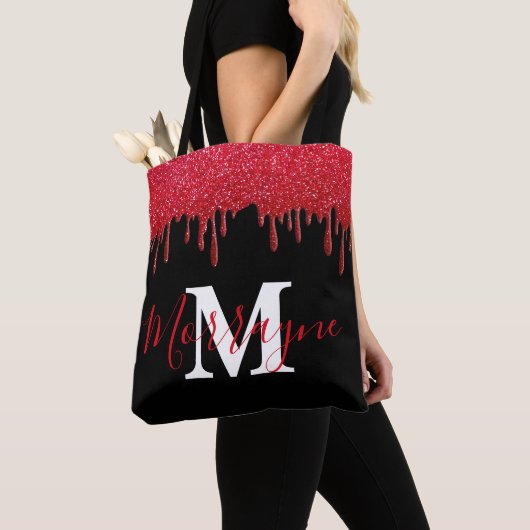 Ruby Red Glitzer Tropfens Glitzern Metallic Monogr Tasche (Von Nahem)