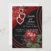 Ruby Red Glitzer und Rose Einladung (Vorderseite)