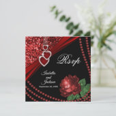 Ruby Red Glitzer und Rose UAwg Einladung (Stehend Vorderseite)