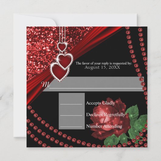 Ruby Red Glitzer und Rose UAwg Einladung (Rückseite)