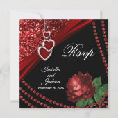 Ruby Red Glitzer und Rose UAwg Einladung (Vorderseite)