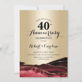 Ruby Red Gold 40 Jahre Jubiläum Einladung (Vorderseite)