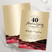 Ruby Red Gold 40 Jahre Jubiläum Einladung