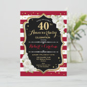 Ruby Red Gold Black 40 Jahre alt Einladung (Stehend Vorderseite)