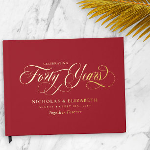 Ruby Red Gold Foil 40. Hochzeitstag Gästebuch